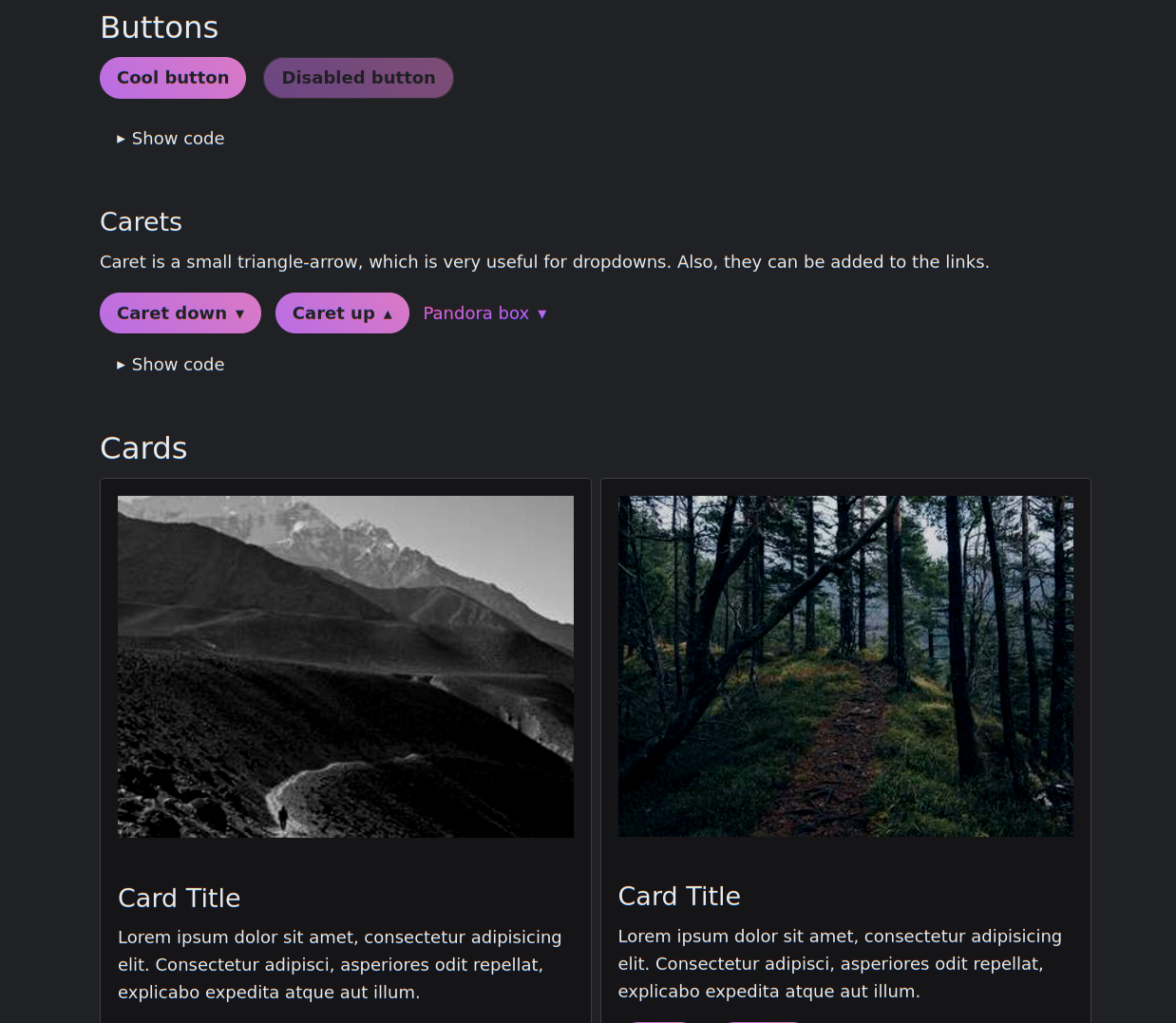 Puff CSS framework screenshot